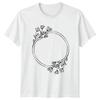 Minimalist Botanical Wildflower Wreath Outline TShirt Hand Drawn Floral Nature