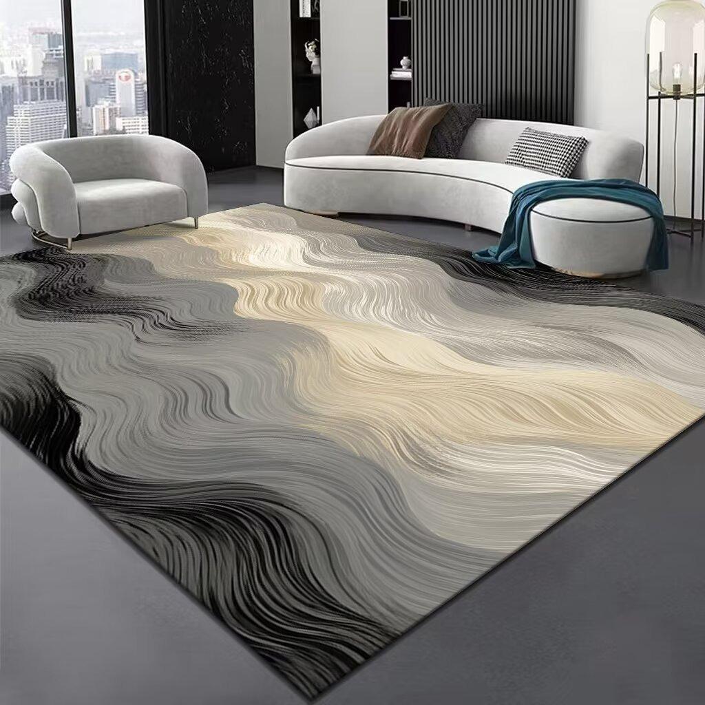 Ковер в европейском стиле с простыми полосками, для гостиной, под диван, для спальни, прикроватный, для кабинета, коврик у входной двери, нескользящий, легкая роскошь, домашний декор