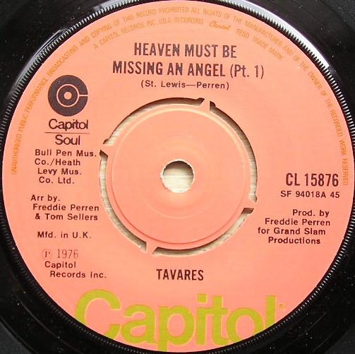 7-дюймовая пластинка TAVARES - Heaven Must Be Missing An Angel CL15876 Capitol Records 1976 UK Soul/Funk Б/у