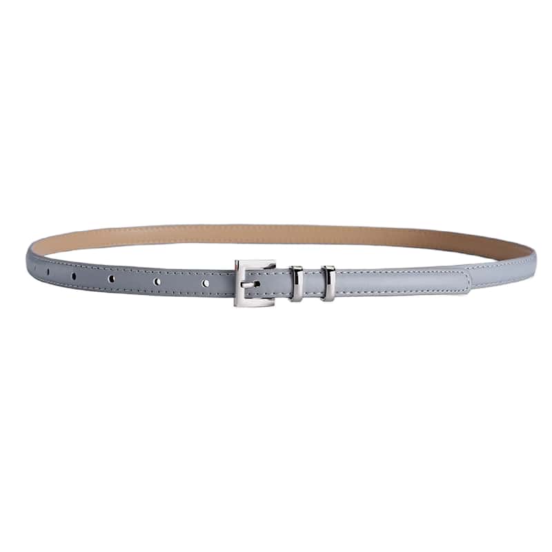 Simple Design Women's Thin Belt Fashion Casual And Versatile Jeans Dress Accessories Girdle Silver Pin Buckle Pu Waistband