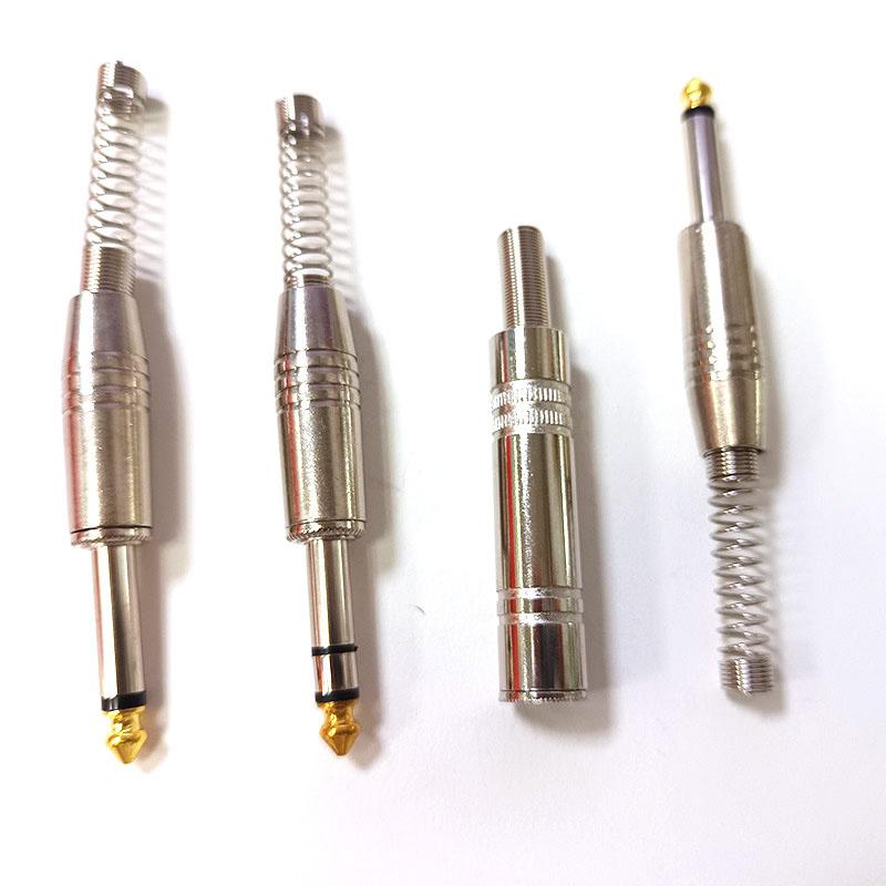 2pole 3pole 6.35mm 6.5mm Audio Male Female Mono Stereo Solder Connector Plug Socket Gold Plated Metal Amplifier Mic Converter