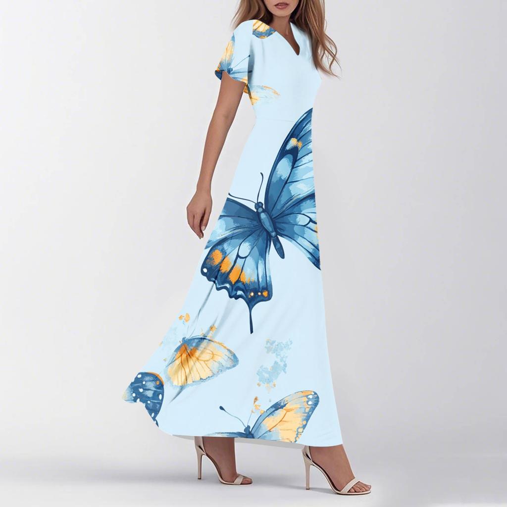 Женское летнее повседневное модное ретро-платье с цветочным принтом и коротким рукавом