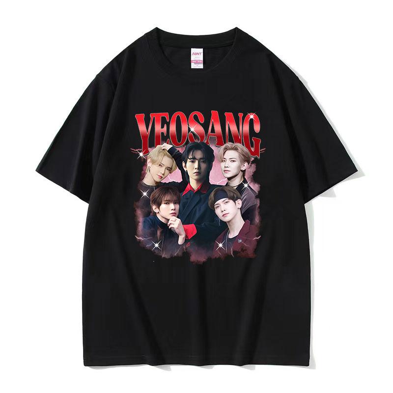 Kpop Ateez Yeosang World Tour 2026 Graphic T Shirt Men's Hip Hop Pop Korean Short Sleeve T-shirts 100% Cotton T-shirt Streetwear