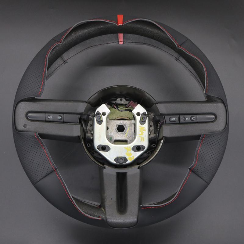 Black Faux Leather Car Steering Wheel Cover For Ford Mustang 2005 2006 2007 2008 20009 2010 2011 2012