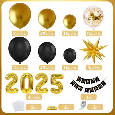 129 шт. Новогодние украшения 2025 Арка из воздушных шаров Принадлежности для новогодней вечеринки Баннер 'С Новым годом' Идеально для новогоднего декора