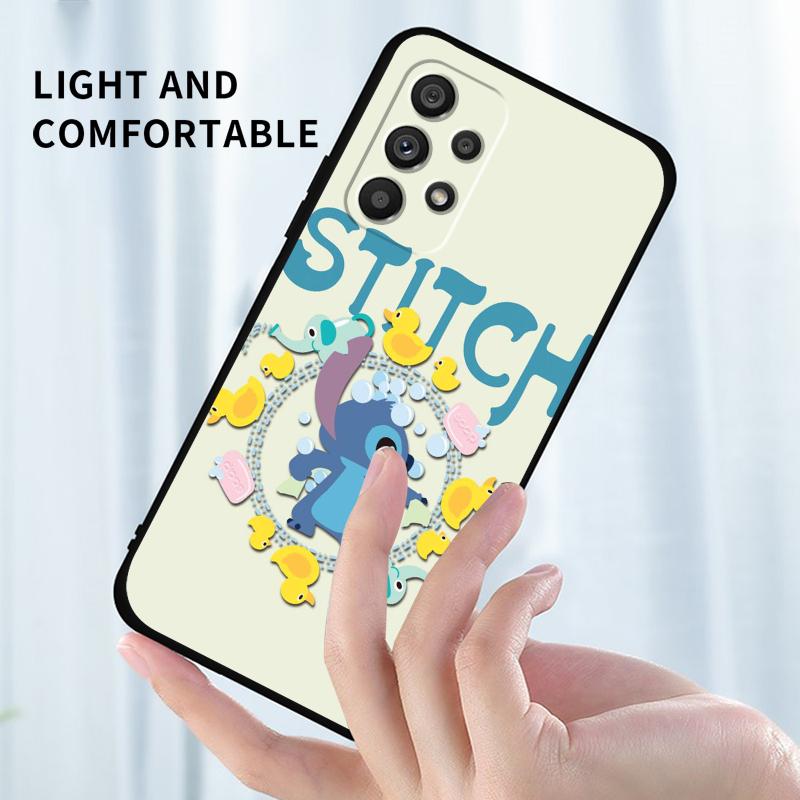 Stitch Cartoon Cute For Samsung A53 A52 A33 A32 A51 A71 A21S A13 A73 A50 A22 A23 A03 A72 A54 A12 5G Black Funda Phone Case
