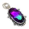 Bi-Color Tourmaline Gemstone 925 Sterling Silver Jewelry Pendant 2.36" U9r65