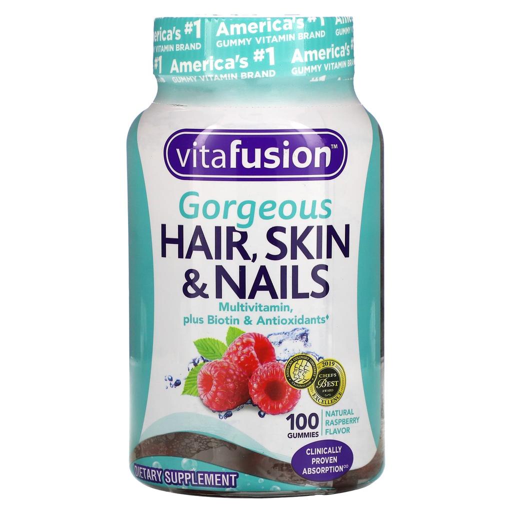 VitaFusion Gorgeous Hair, Skin & Nail Multivitamin, Natural Raspberry Flavor, 100 Gummies