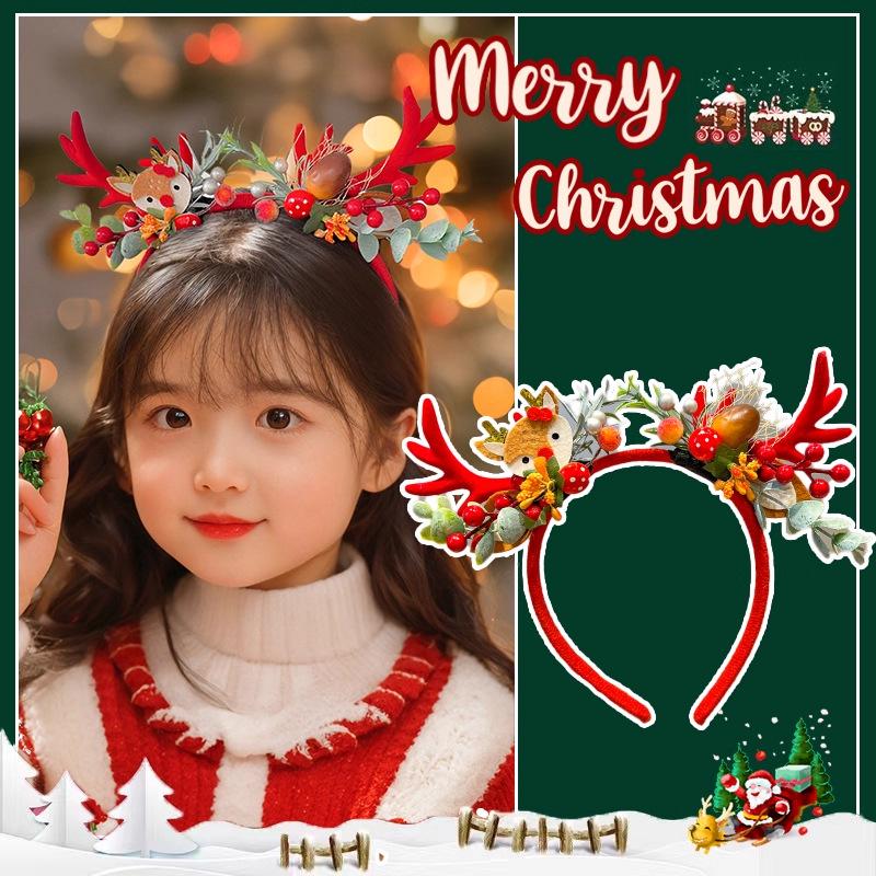 Children's Christmas Antler Headband Hair Clip - Festive Holiday Accessory