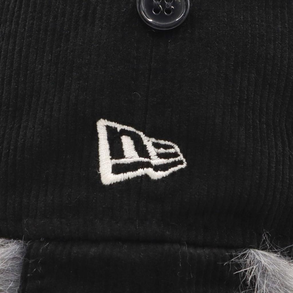 New Era Кепка Trapper Pilot из вельвета для холодной погоды с собакой 14667627, Мех, Защита, Черный, Уши, CA, 8-рядная строчка, Вельвет,