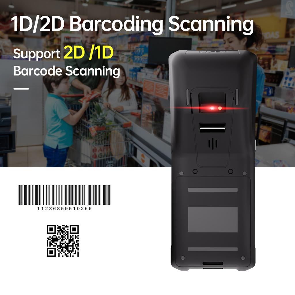 Android 11.0 Barcode Scanner 2D 1D Handheld POS Terminal 5.5 Inch Touchscreen PDA Scanner 2MP Camera for Warehouse