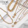 Fashion Star Lock Pendant Necklace for Women Vintage Thick Chunky Chain Choker Multilayer Coin Necklaces Jewelry Gifts