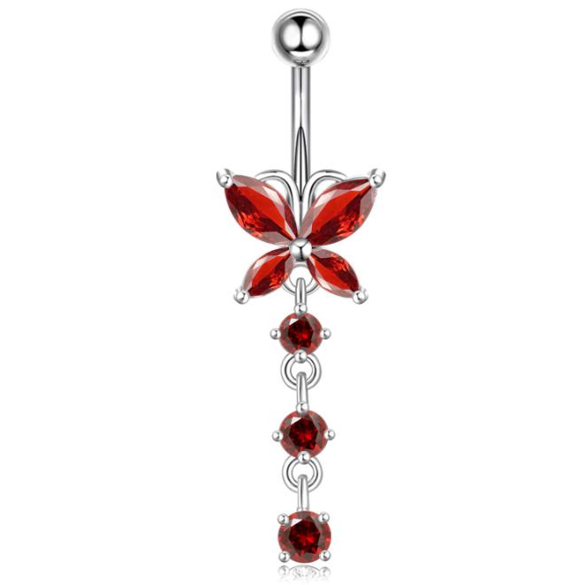 Women's Stainless Steel Sexy Beach Butterfly Zircon Pendant Perforated Belly Rings 10mm Gold Plated Third Party Certified Trendy