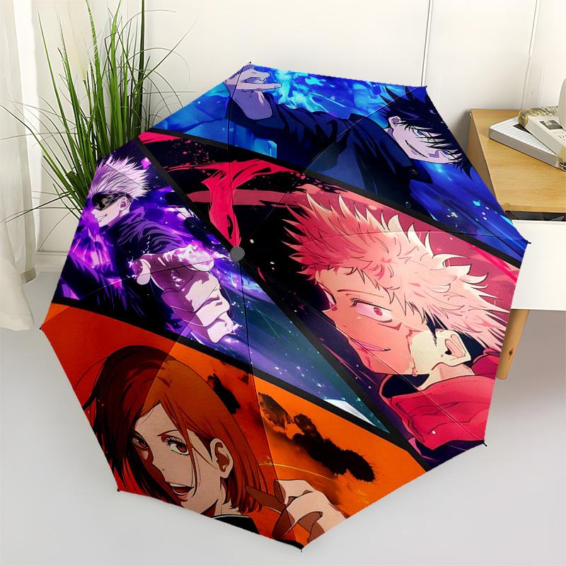 1pc Jujutsu Kaisen Characters Auto-Open Close Umbrella Portable Tri-Fold Design with 8-Bone Iron Frame, Outdoor, Gift for Fans, Travelers, Daily Use,