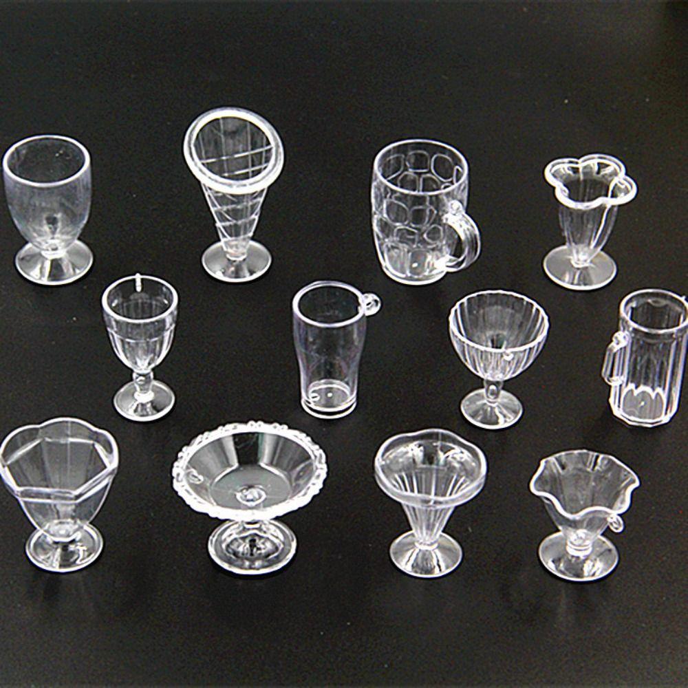 12pcs/lot Plastic Model Dollhouse Mini Cup Ice Cream Bowl Dollhouse Accessories
