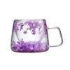 200ml Floral Glass Mug Real Flower Coffee Cup Double Wall Clear Mug with Insulated Handle Aesthetic Floral Tumbler for Hot Cold Drinks