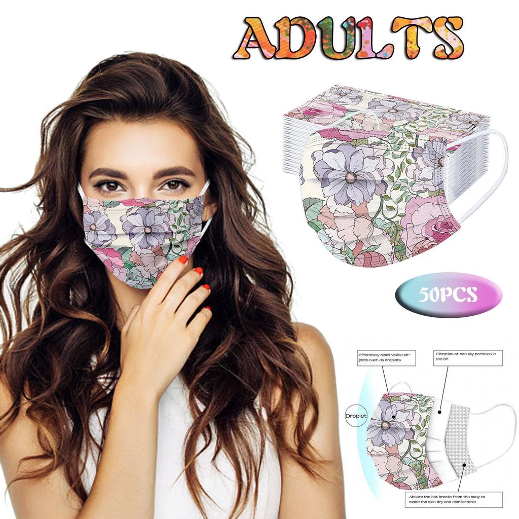 50 шт. трехслойная защитная пыленепроницаемая одноразовая маска с мультяшным принтом для взрослых