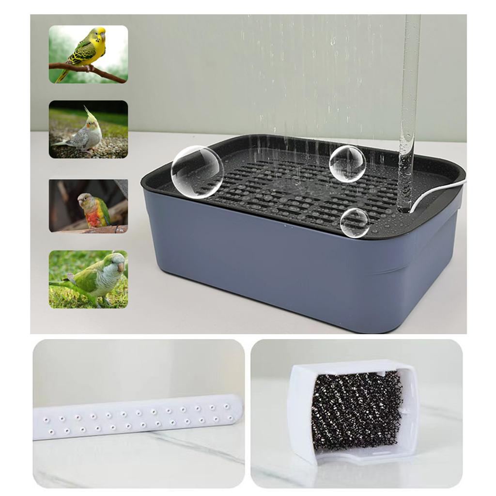 Parrot Bathtub Accessory Automatic Water Circulation for Cockatiel Parakeets Bird Bath Electric Shower Basin