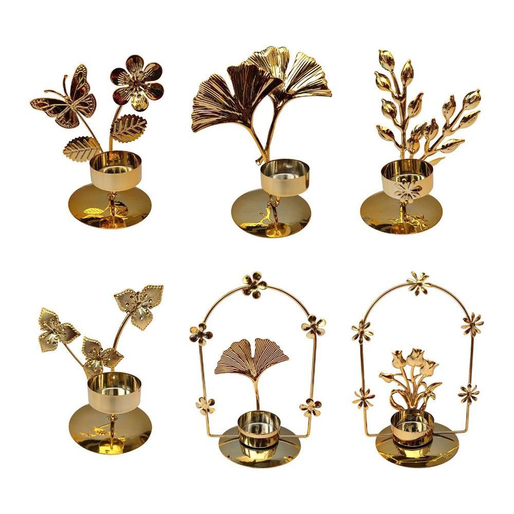 Handmade Ginkgo Candle Holder Exquisite Metal Candlestick Romantic Nordic Candle Holder  Home Decor