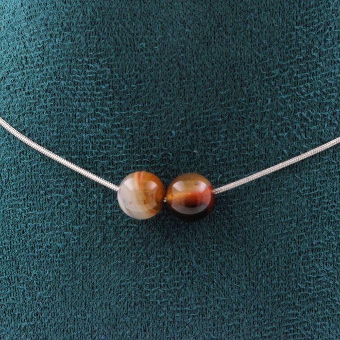 Stones and Minerals. Necklace 2 Dream Agate Beads 8 Mm. Stainless Steel Chain Necklace Women Men. Customizable Size.