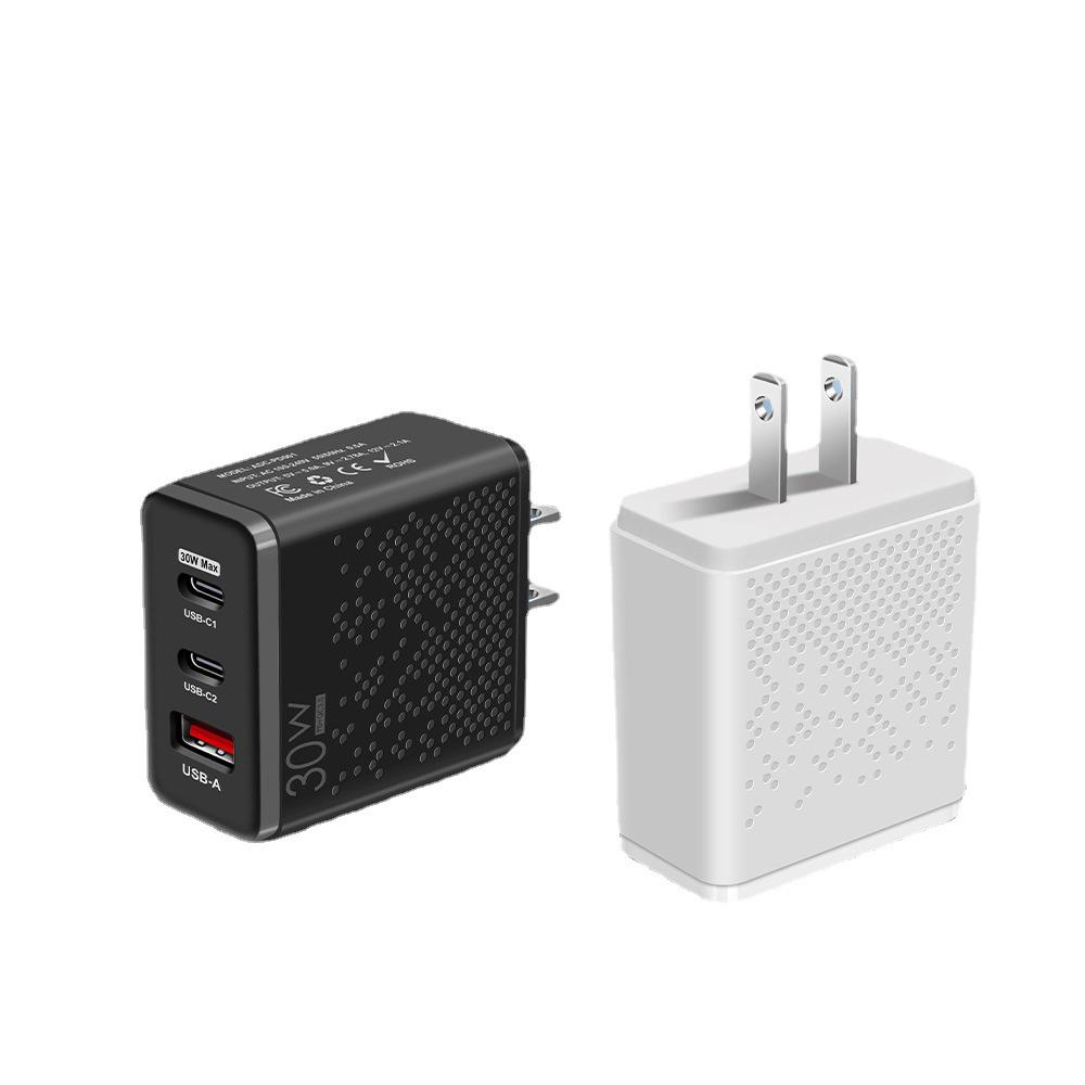 Быстрое зарядное устройство 30 Вт с двумя портами Type-C и USB (ЕС / США)