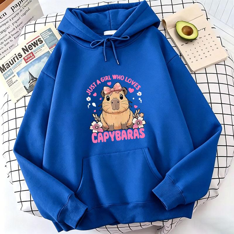 Funny Capybara Sweatshirt Cartoon Anime Hoodies Women Cute Anime Manga Hoody Long Sleeve Hoodies Female Sportwear Clothes Tops