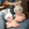 Cute Dress with Rabbit Plush Toy Colorful Rabbit Doll Comforts Little White Rabbit Doll Children's Birthday Gift