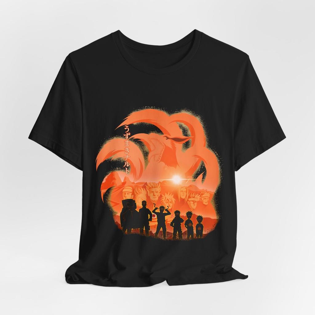Naruto Friends Silhouette T-Shirt Mens Womens Tees Top Tee Tops, Japanese Anime Art T-Shirt Mens Womens Tees Top for Fans, Unisex Manga