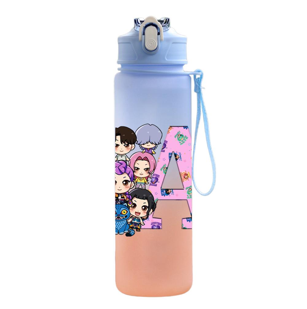 750Ml Water Bottle Anime 26 English Letter K-Pop Demon Hunters Printed Large Capacity Drinking Cup Portable Outdoor Sports Water Cup Children Kid Gift