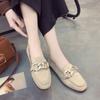 2024 Spring Fashion Solid Color Shallow Mouth Flat Shoes for Women Metal Decoration Slip-on Loafers for Women Flat Large Size