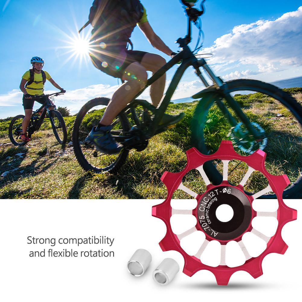 MEIJUN Ceramic Bearing Aluminum Alloy Bicycle Bike Rear Derailleur Pulley Guide Wheel (Red)