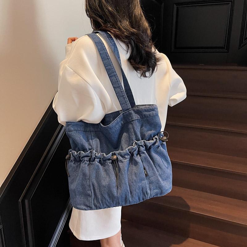 Большая вместительная джинсовая сумка-тоут женская сумка через плечо студенческая сумка для занятий