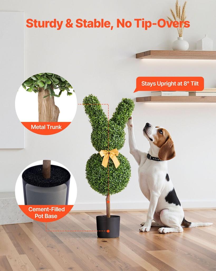 Artificial Topiary Bunny-Shape Boxwood Ball, 2 Set 914mm Faux Boxwood Plant Balls, Fake Silk Tree Look Real, Easy Assembly for Decor Front Porch