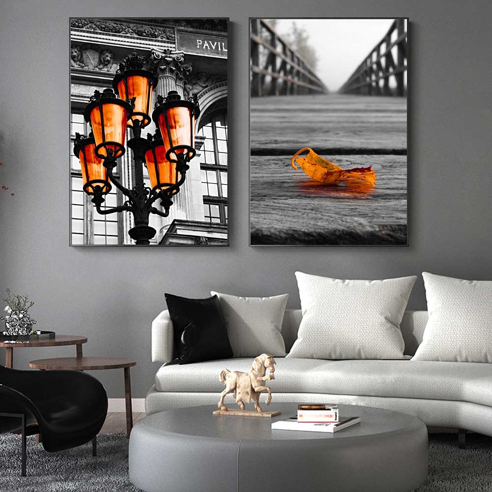 Ретро-арт уличный фонарь пейзаж холст картина морской закат плакат офис настенная живопись гостиная украшение дома фреска без рамки