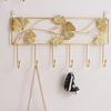 Creative Organizer Ginkgo Leaf Metal Coat Hooks Iron Art Heavy Duty Coat Hanger Nordic Style Golden Wall Hooks Wall Mounted
