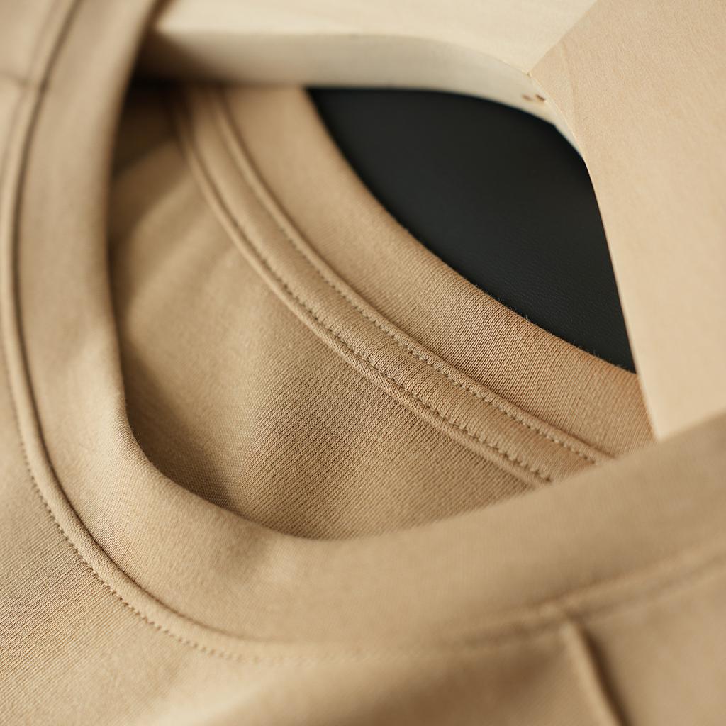 Summer Women's Round Neck Short-sleeved Three-dimensional Lines Design Sense of High Elastic Thread Cotton T-shirt