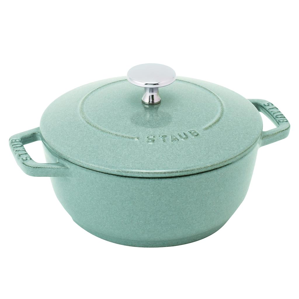 Staub Sage Green L Two Hand Cast Enamel Pot Rice Cooker 3 Cups IH Compatible Japanese Product with Serial "Wanabe 20cm" [Authorized Number] Wa-NABE