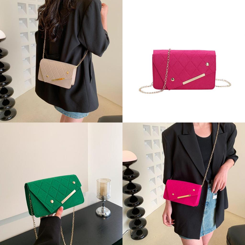Trendy Street Style Felt Chain Small Square Bag For Women 2023 Fashionable Shoulder Bag