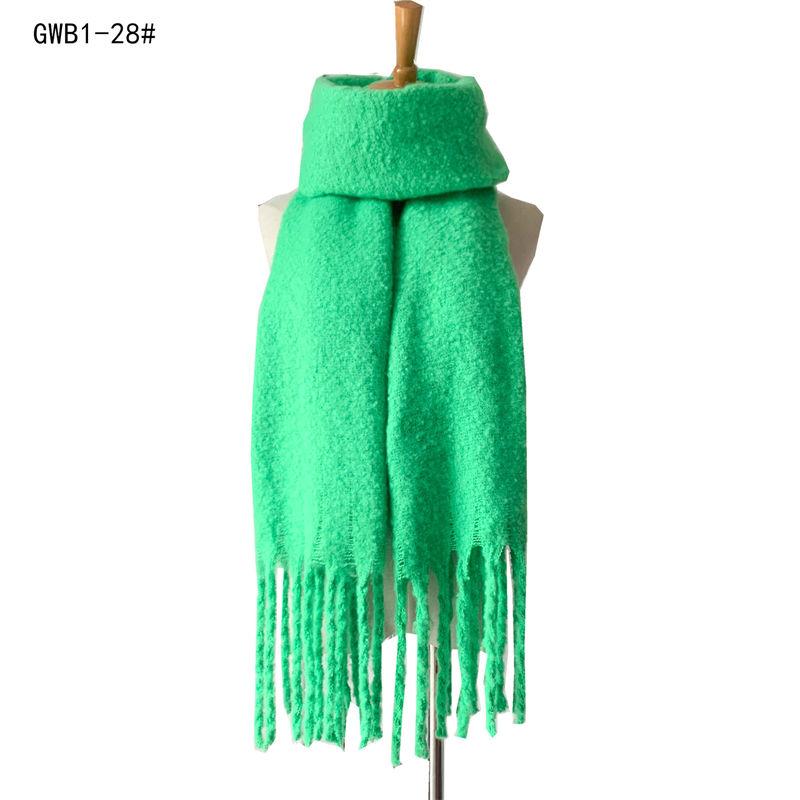 Thickened Men's Solid Color Thick Tassel Warm Circle Sand Scarf Women's Shawl Keep