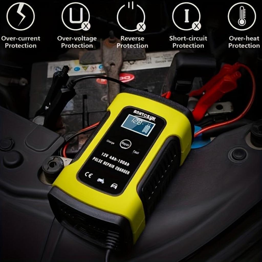 Car Battery Charger Fully-Automatic Smart Trickle Charger Battery Maintainer Pulse Repair Charger Suitable for Car/Moto/Boat/RV/SUV/ATV