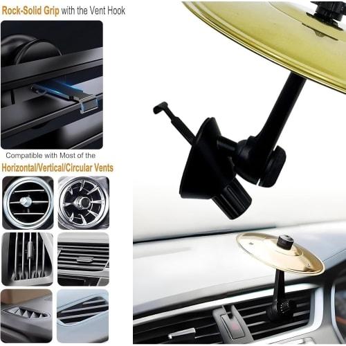 T Tersely Car Crash Cymbal, Mini Drum, Stainless Steel Air Vent Cymbal with Adjustable Angle, Creative and Fun Car Decoration for Driving, No Tools Re