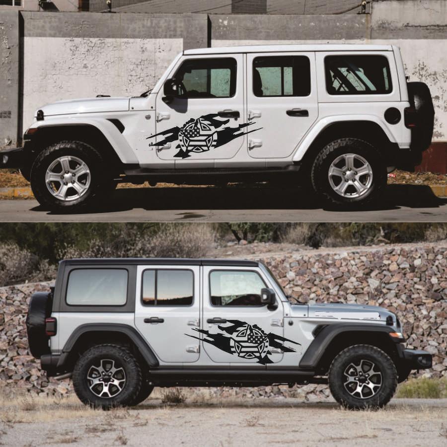 2x Наклейки на боковые двери кузова автомобиля в армейском военном стиле для Jeep Wrangler