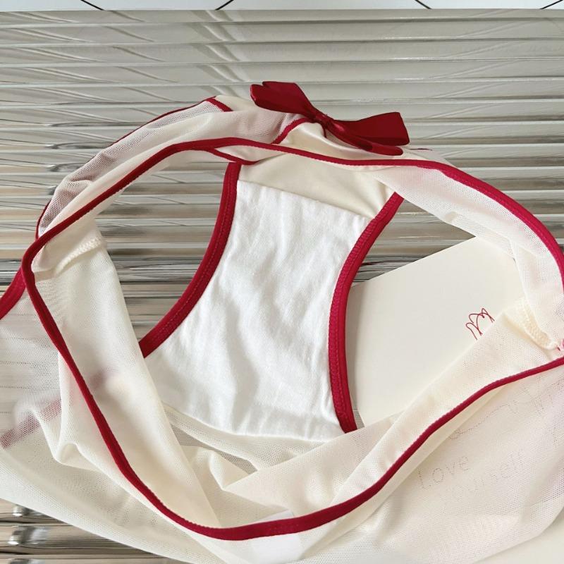 Женское сексуальное красное нижнее белье с трусиками с заниженной талией, ажурный тонкий дизайн, чистый хлопок, женские треугольные трусики