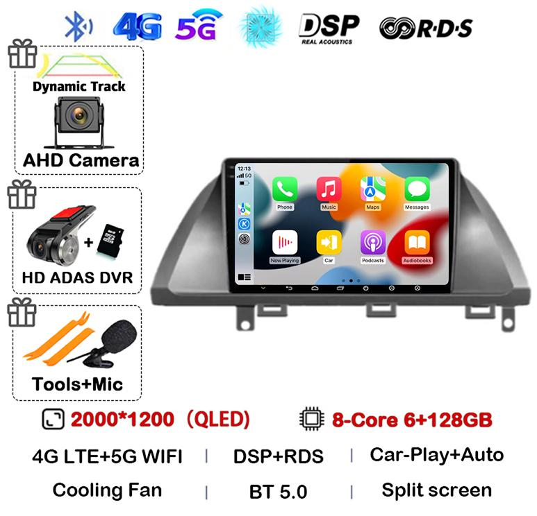 Android 14 Автомобильный Carplay для Honda Odyssey 2005 - 2010 Экран Автомагнитола Стерео GPS Навигация Мультимедийный Видеоплеер WIFI 4G DSP