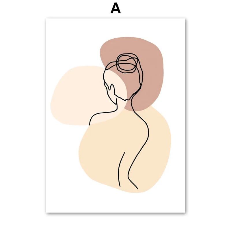 Minimalist Abstract Line Woman Body Face Wall Art Boho Canvas Painting Modern Posters Prints Wall Mural Pictures Living Room