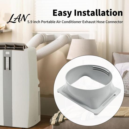 Replacement Coupler for Portable Ac 5.9 Inch AC Exhaust Hose Adapter Square to Air Conditioner Accessories Round Vent Connector Mobile Conditioner,