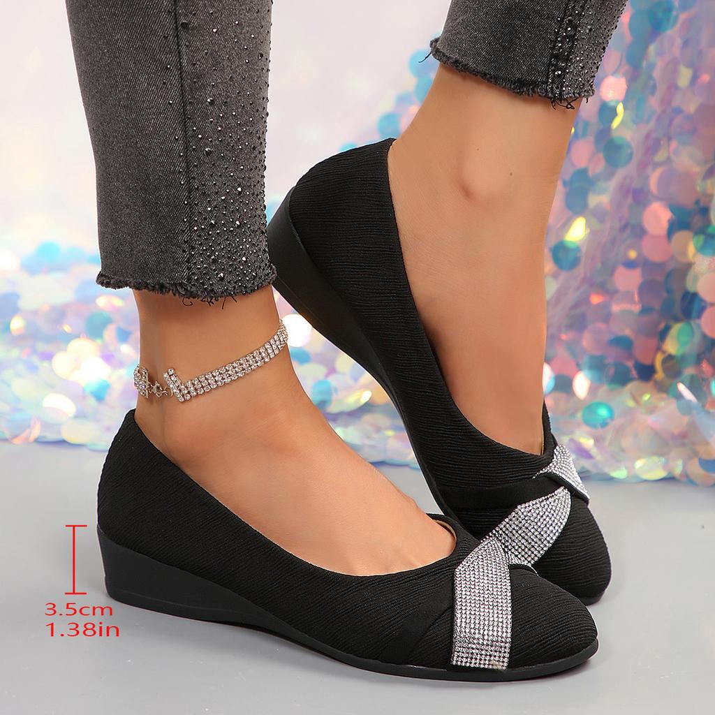 Балетки с французским темпераментом, удобные и стильные туфли-одинарки на низком каблуке, женские туфли с низким вырезом, украшенные стразами