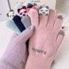 Fashion Winter Mink Velvet Panda Five Finger Gloves Plush Warm Solid Color Cold-proof Gloves Women Outdoors Cycling Mittens