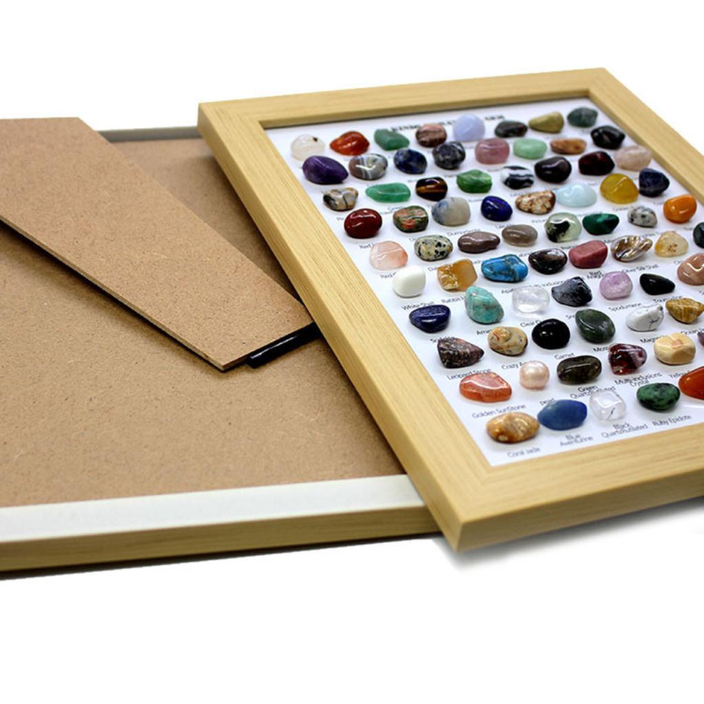 80 Natural Gemstones Collection Crystal Ore Exhibit Set Collectible Gems In Wooden Frame Educational Gift for Kids Gem Lovers