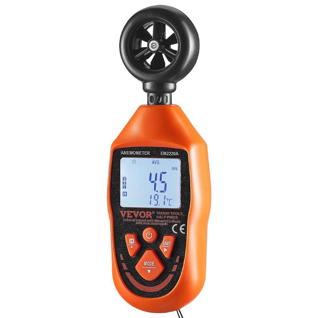 Handheld Anemometer, 14℉-113℉, Digital Wind Speed Meter Gauge with LED Backlight Screen, Measures Wind Velocity Wind Temperature Air Flow Wind Chill,